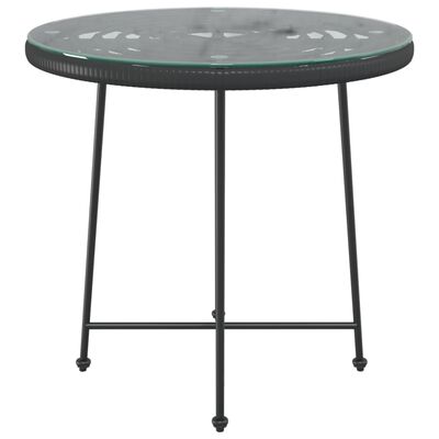 vidaXL spisebord Ø80 cm hærdet glas og stål sort
