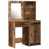 vidaXL Makeupbord s&aelig;t med LED 2 stk. Gammelt tr&aelig; Konstrueret tr&aelig;