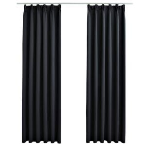 vidaXL m&oslash;rkl&aelig;gningsgardiner med kroge 2 stk. 140 x 175 cm sort