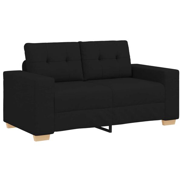 vidaXL Sofa 3 pcs Sort Linned-blandet stof