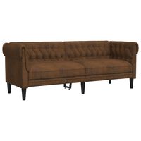 vidaXL 3-personers Chesterfield-sofa stof brun