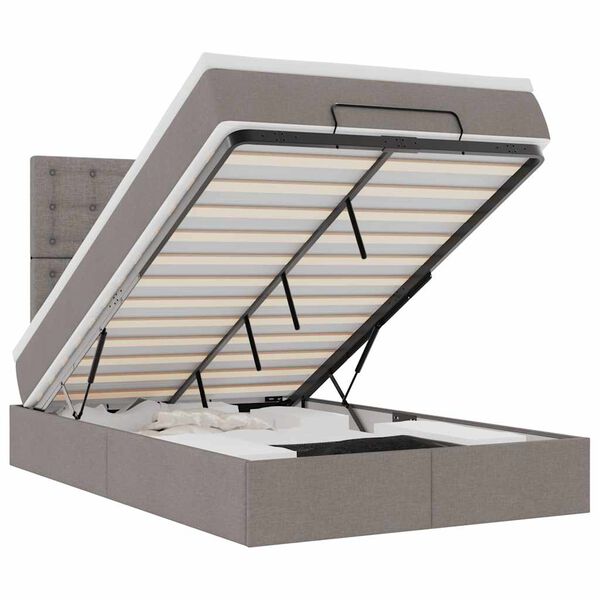 vidaXL osmannisk sengeramme med madras 120x190 cm stof gr&aring;brun