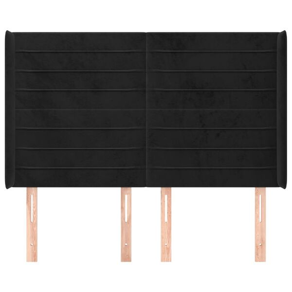 vidaXL sengegavl med kanter 147x16x118/128 cm fløjl sort