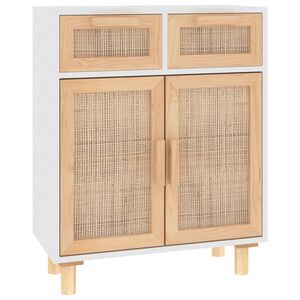 vidaXL sk&aelig;nk 60x30x75 cm massivt fyrretr&aelig; og naturlig rattan hvid