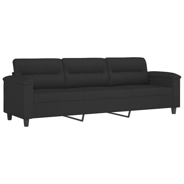 vidaXL 2-personers sofa m. puder og hynder 210 cm mikrofiberstof sort