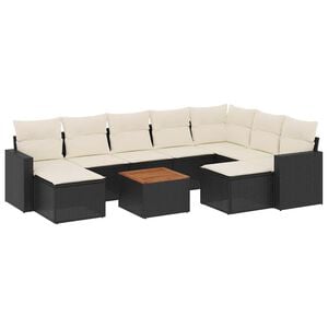 vidaXL sofas&aelig;t til haven 10 dele med hynder polyrattan sort