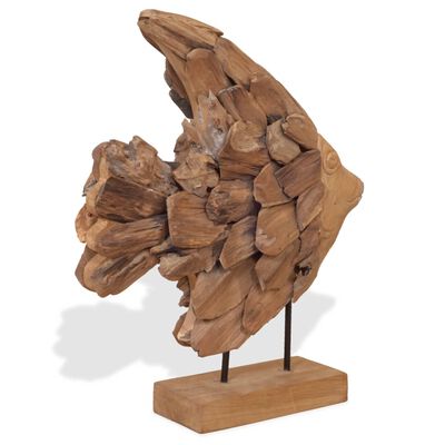 vidaXL fiskeskulptur i teak 40 x 12 x 57 cm