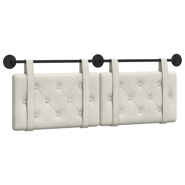 vidaXL H&aelig;ngende Hovedgavl V&aelig;gmonteret Creme 130 x 55 x 5 cm Fl&oslash;jl