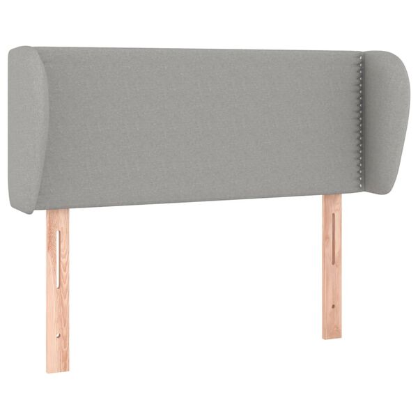 vidaXL sengegavl med kanter 83x23x78/88 cm stof lysegr&aring;