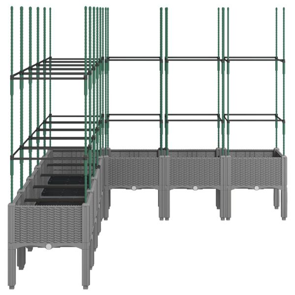 vidaXL plantekasse med espalier 200x160x142,5 cm PP lysegr&aring;