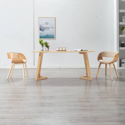 vidaXL spisebordsstol bøjet træ og kunstlæder cremefarvet