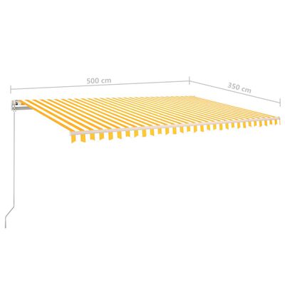 vidaXL markise m. stolper 5x3,5 m manuel betjening gul og hvid