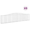 vidaXL buede gabionkurve 9 stk. 400x30x80/100 cm galvaniseret jern