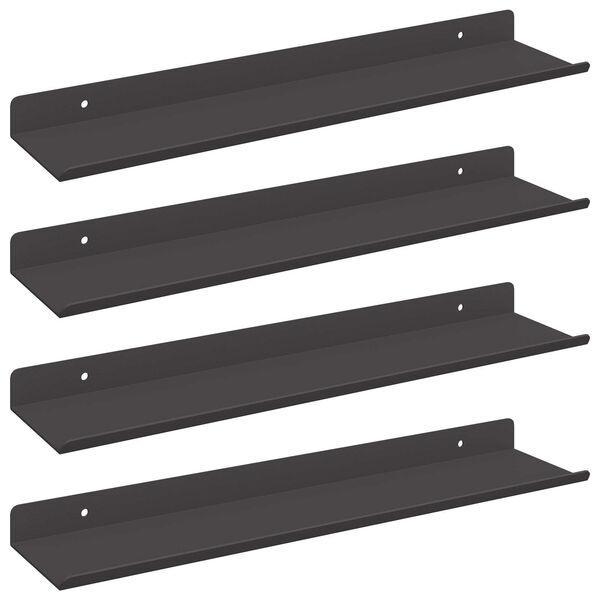 vidaXL Sv&aelig;vende hylde V&aelig;gmonteret 4 pcs Sort 40 x 9 x 2,5 cm St&aring;l