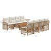 vidaXL Havesofa S&aelig;t 9 stk. Naturlig og Creme Hvid polyrattan