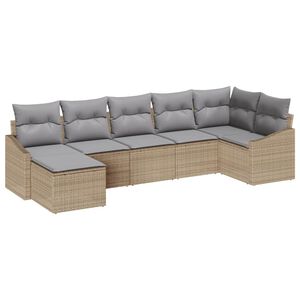 vidaXL Havesofa S&aelig;t med pude 7 pcs Beige og lys gr&aring; polyrattan