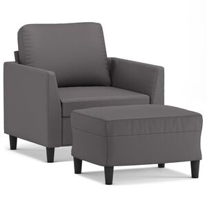 vidaXL sofastol med fodskammel 60 cm kunstl&aelig;der gr&aring;