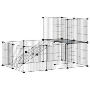 vidaXL 20-panels k&aelig;ledyrsindhegning med l&aring;ge 105x70x70 cm st&aring;l sort