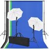 vidaXL fotostudieudstyr: 5 farvede kulisser og 2 paraplyer