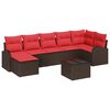 vidaXL Sofa S&aelig;t 8 stk. Brun og R&oslash;d polyrattan