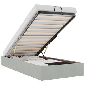 vidaXL osmannisk sengeramme uden madras 100x200 cm fl&oslash;jl lysegr&aring;