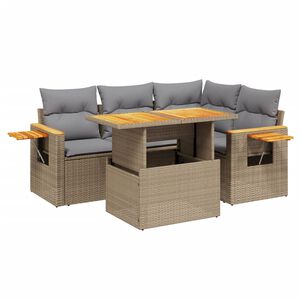 vidaXL sofas&aelig;t til haven 5 dele med hynder polyrattan beige