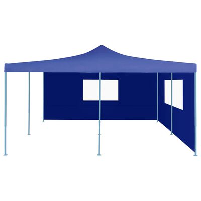 vidaXL foldbar pavillon med 2 sidevægge 5x5 m blå