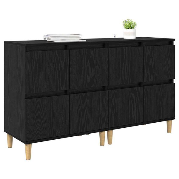 vidaXL Sideboards 2 pcs Sort eg 60 x 35 x 70 cm Konstrueret tr&aelig;