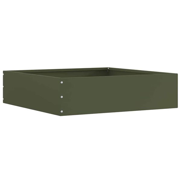 vidaXL Pl&aelig;nekant 6 pcs Oliven gr&oslash;n 50 x 50 x 13 cm St&aring;l