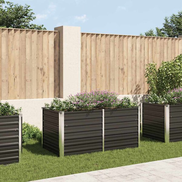 vidaXL hævet plantekasse 160x80x77 cm galvaniseret stål antracitgrå