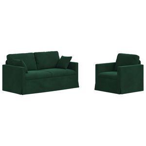 vidaXL Sofa S&aelig;t 2 pcs M&oslash;rkegr&oslash;n 158 x 78 x 80 cm Fl&oslash;jl