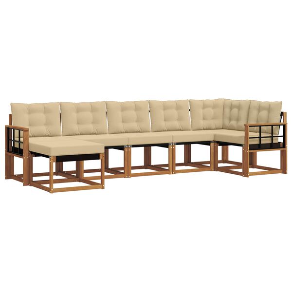 vidaXL Udend&oslash;rs sofagruppe med pude 7 pcs Naturlig og Beige