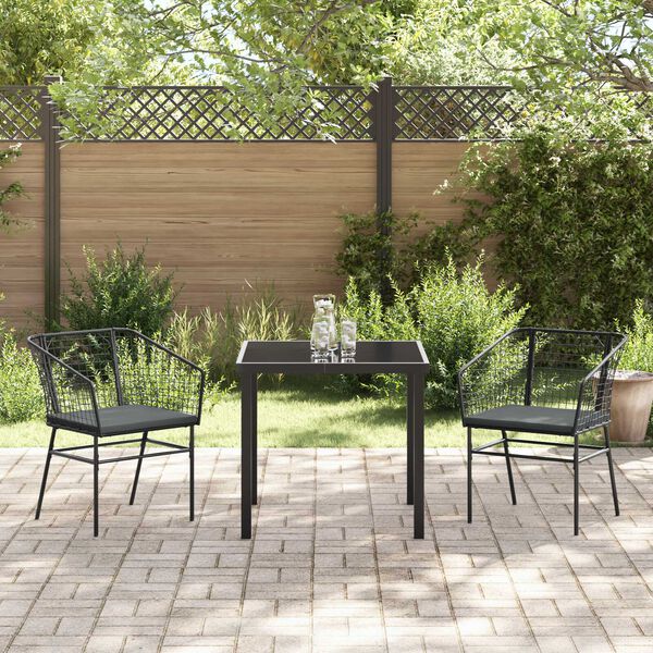vidaXL Have Spisebordss&aelig;t 3 pcs Sort polyrattan