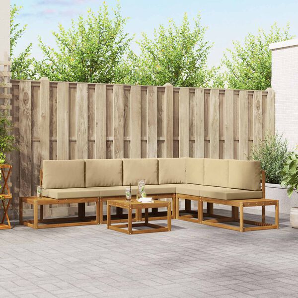 vidaXL Udend&oslash;rs sofagruppe med pude 7 Stk Naturlig og Beige