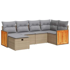 vidaXL sofas&aelig;t til haven 6 dele med hynder polyrattan beige