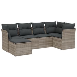 vidaXL sofas&aelig;t til haven 6 dele med hynder polyrattan lysegr&aring;