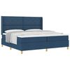 vidaXL Box spring seng med madras med hovedg&aelig;rde Bl&aring; 200 x 200 cm Stof