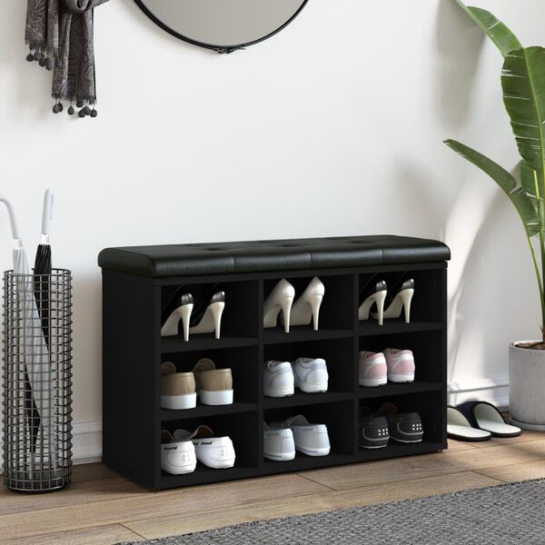 vidaXL skob&aelig;nk 82x32x50 cm konstrueret tr&aelig; sort