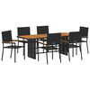 vidaXL Have Spisebordss&aelig;t 7 stk. Sort polyrattan