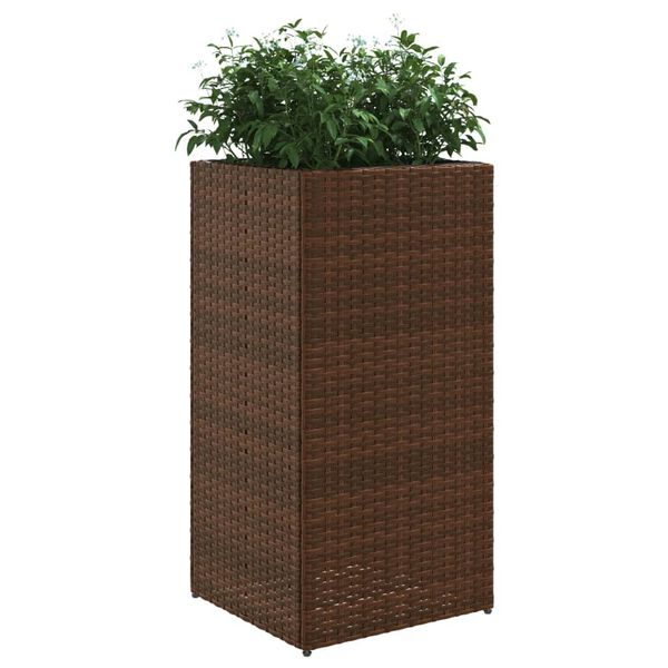 vidaXL plantekasser 2 stk. 40x40x80 cm polyrattan brun
