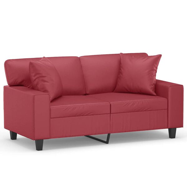 vidaXL 2-personers sofa med pyntepuder 120 cm kunstl&aelig;der vinr&oslash;d