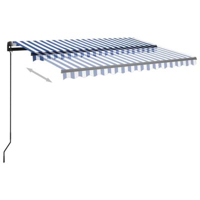 vidaXL markise m. LED-lys + vindsensor 3x2,5 m automatisk blå og hvid