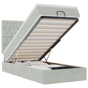 vidaXL osmannisk sengeramme med madrasser 90x200 cm fl&oslash;jl lysegr&aring;