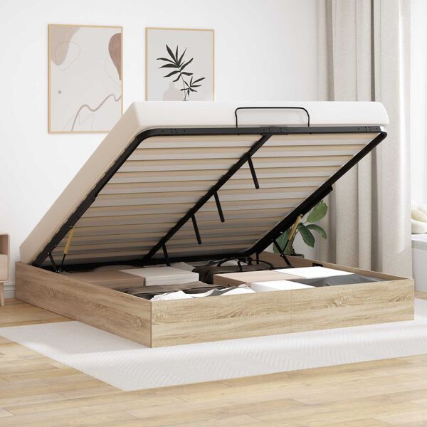 vidaXL Ottoman Sengestel Sonoma eg 193 x 120 x 25 cm Sp&aring;nplade