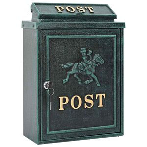 vidaXL V&aelig;gh&aelig;ngt Postkasse med d&oslash;r Gr&oslash;n 29 x 13 x 41 cm Gustt aluminium