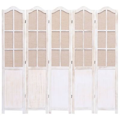 vidaXL 5-panels rumdeler 175 x 165 cm stof hvid