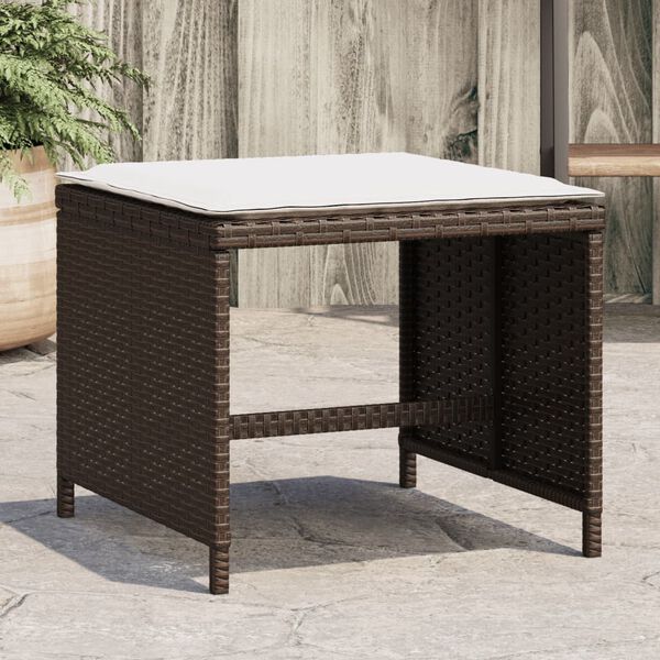 vidaXL haveskamler 4 stk. med hynder 40x40x35 cm polyrattan brun