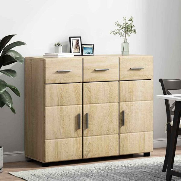vidaXL Sideboard med d&oslash;r Sonoma eg 88,5 x 30,5 x 73 cm Konstrueret tr&aelig;