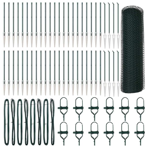 vidaXL Hegnsp&aelig;l Gr&oslash;n 100 x 0,5 m (13 mm net) St&aring;l og PVC