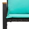 vidaXL b&aelig;nk med pude Sort og turkis 115 x 65 x 72 cm Rattan
